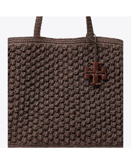 Tory Burch Brown Large Ella Hand-Crocheted Popcorn Tote