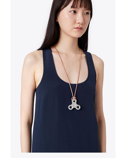 Tory burch outlet silver logo necklace
