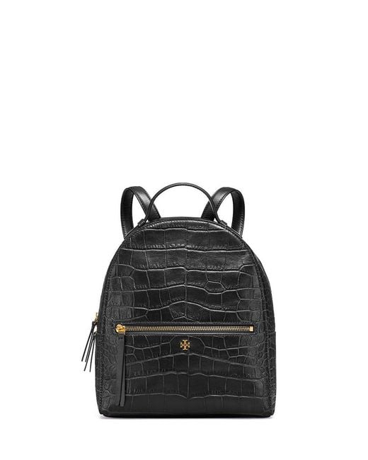 Tory Burch Croc-embossed Mini Backpack in Black | Lyst
