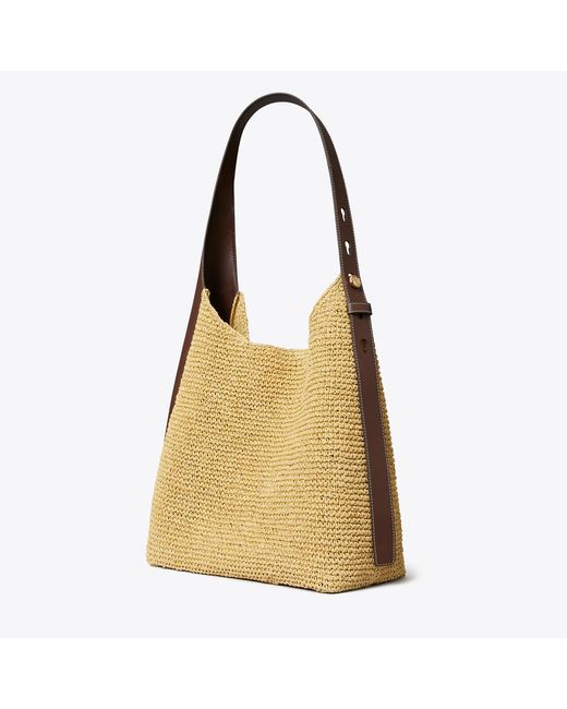 Tory Burch Natural Romy Woven Hobo Bag