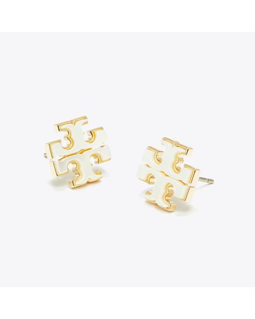 Tory Burch White Moondance Stud Earrings, One Size