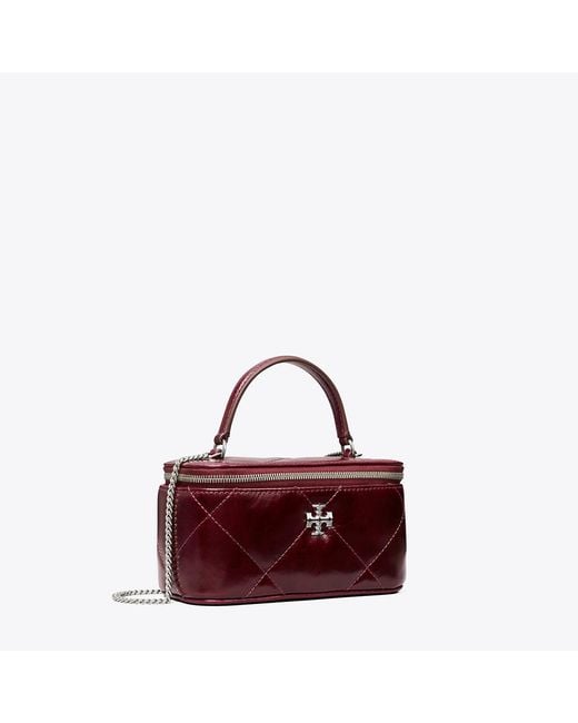 Tory Burch Purple Kira Diamond Quilt Distressed Vanity Case, One Size
