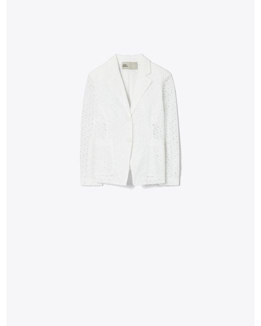 Tory Burch White Embroidered Broderie Anglaise Jacket