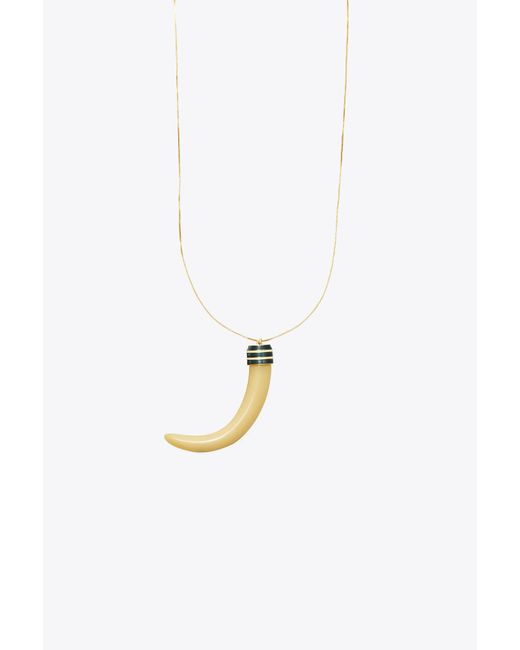 Tory Burch White Horn Pendant Necklace