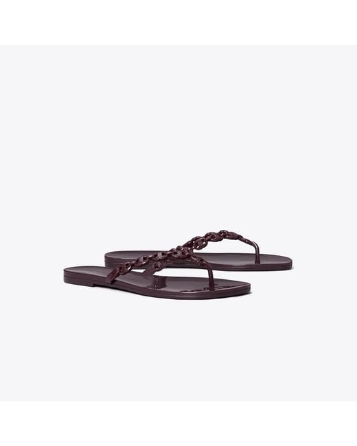 Tory Burch Brown Gemini Link Jelly Flip-Flop