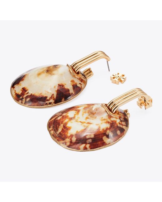 Tory Burch Metallic Runway Shell Drop Earrings