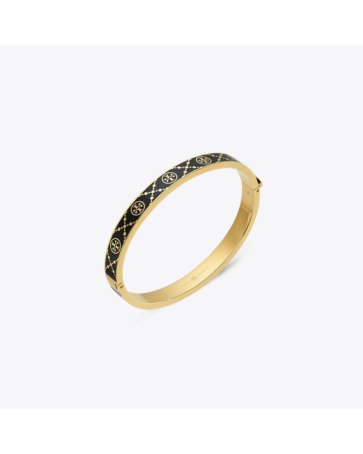 Tory Burch White Icon T Monogram Hinge Bracelet