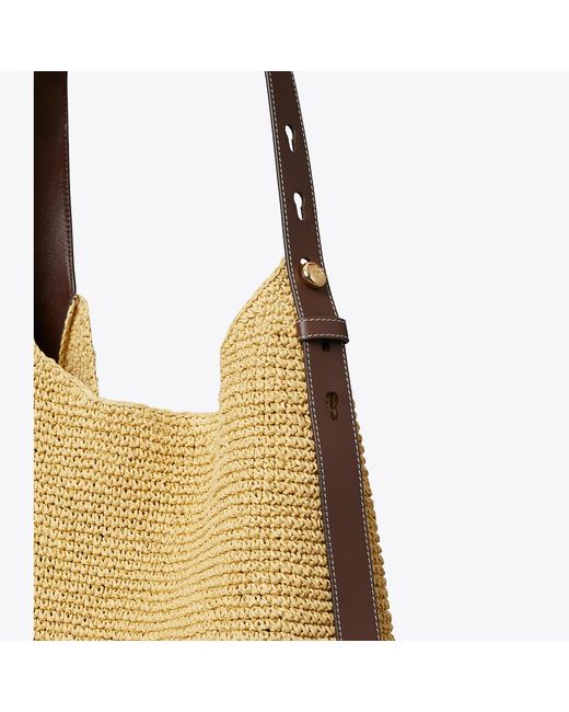 Tory Burch Natural Romy Woven Hobo Bag