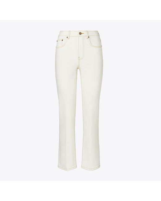 Tory Burch White Cropped Flare Jean
