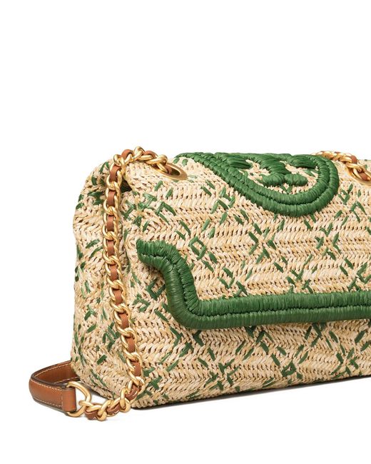 Tory Burch Leather Fleming Soft Straw Small Convertible Shoulder Bag in