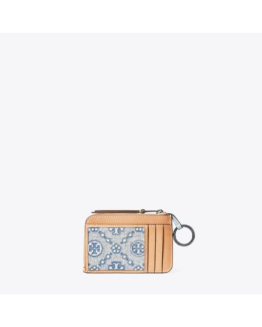 Tory Burch Multicolor T Monogram Denim Zip Card Case