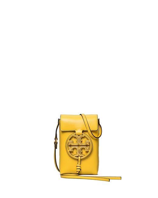 Tory Burch Miller Metal-logo Phone Crossbody in Yellow | Lyst