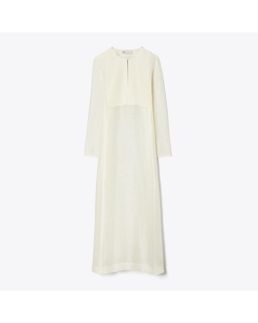 Tory Burch Natural Long Linen Caftan