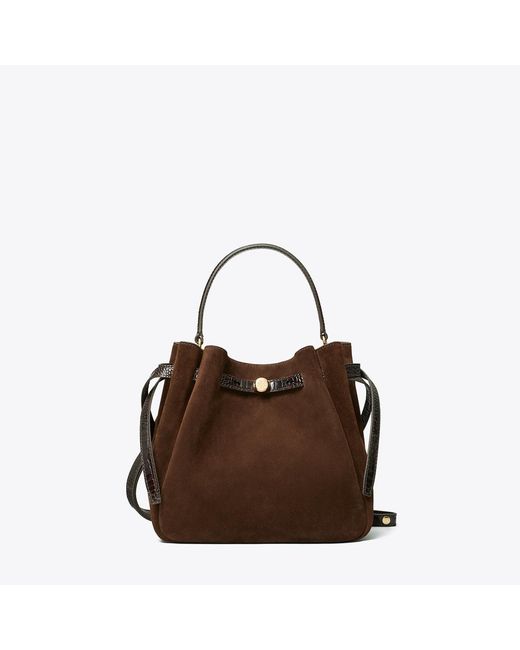 Tory Burch Brown Romy Suede Bucket Bag, One Size