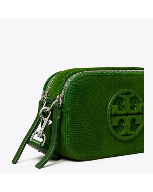 Tory Burch Green Mini Miller Flocked Crossbody Bag, One Size