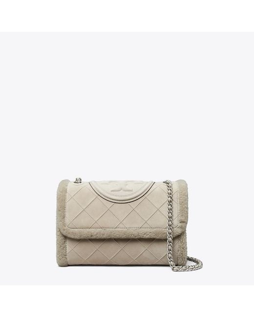 Tory Burch Natural Fleming Soft Shearling Convertible Shoulder Bag