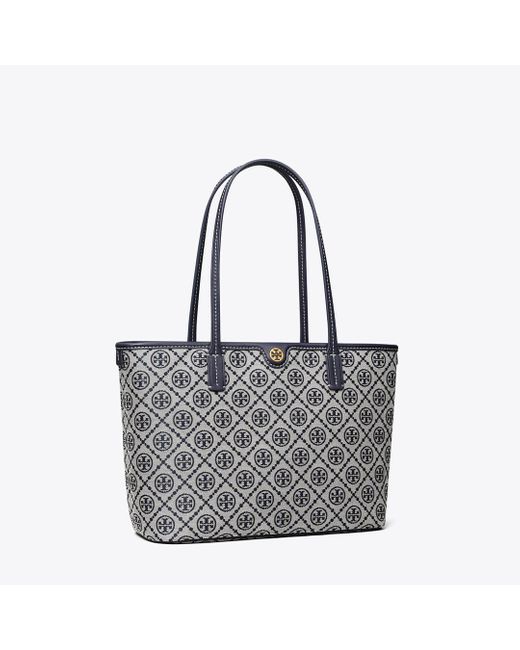 Tory Burch Gray Small T Monogram Zip Tote