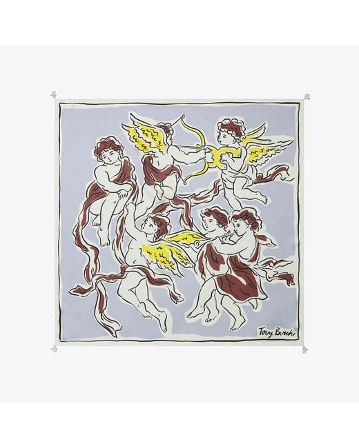 Tory Burch Metallic Cherubs Silk Square Scarf