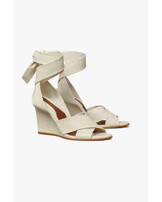 Tory Burch White Wrap-up Wedge