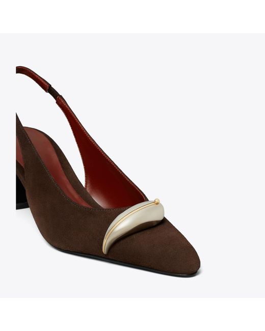 Tory Burch Brown Pierced Slingback Heel