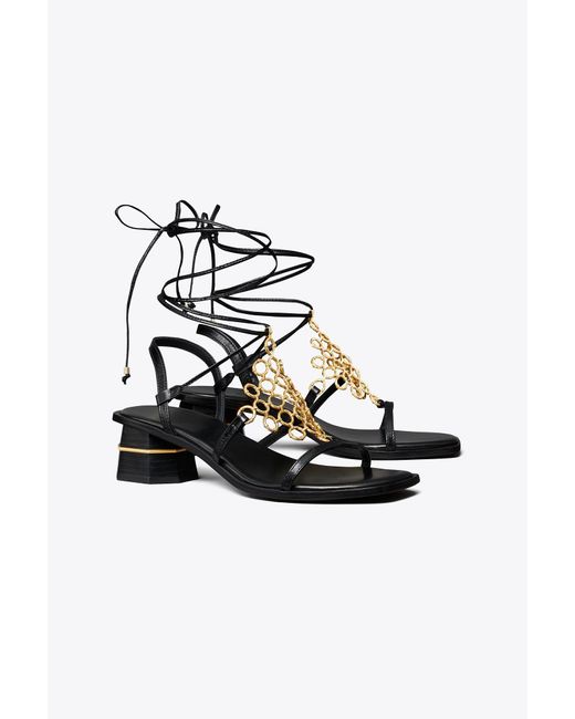 Tory Burch Black Multi-logo Heeled Sandal