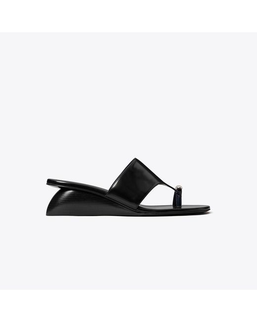Tory Burch Black Pierced Wedge Sandal