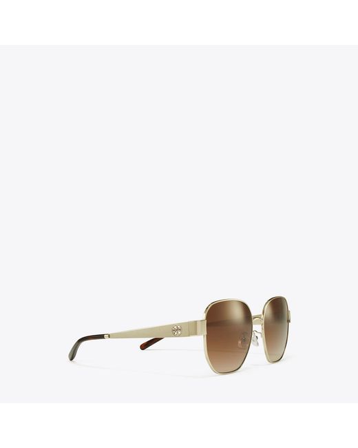 Tory Burch Brown Miller Metal Square Sunglasses, One Size