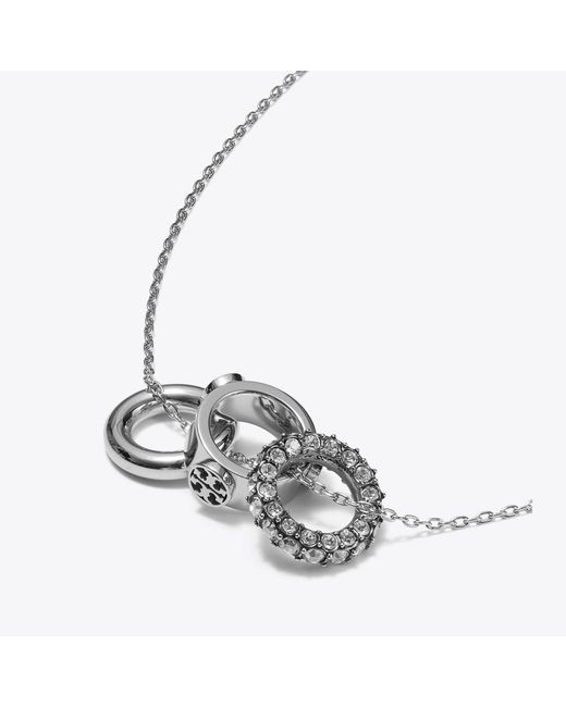 Tory Burch White Icon Pavé Necklace And Earring Set, One Size