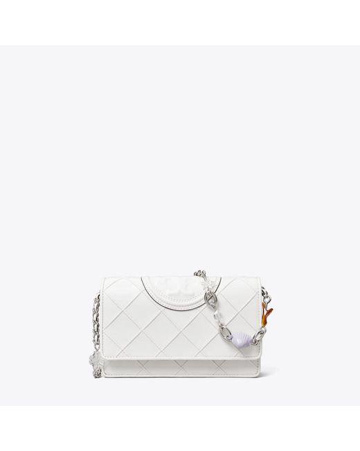 Tory Burch White Fleming Charm Chain Crossbody