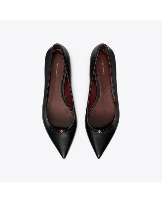 Tory Burch Black Double T Buckle Flat