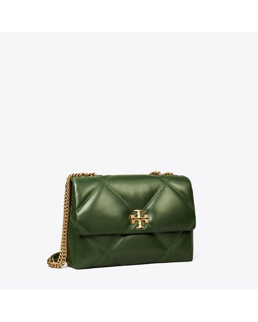 Tory Burch Green Kira Diamond Quilt Convertible Shoulder Bag