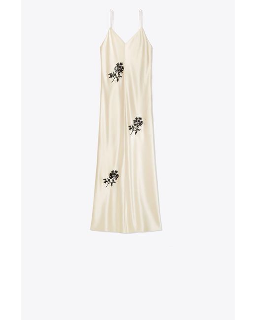 Tory Burch Natural Embroidered Flower Dress