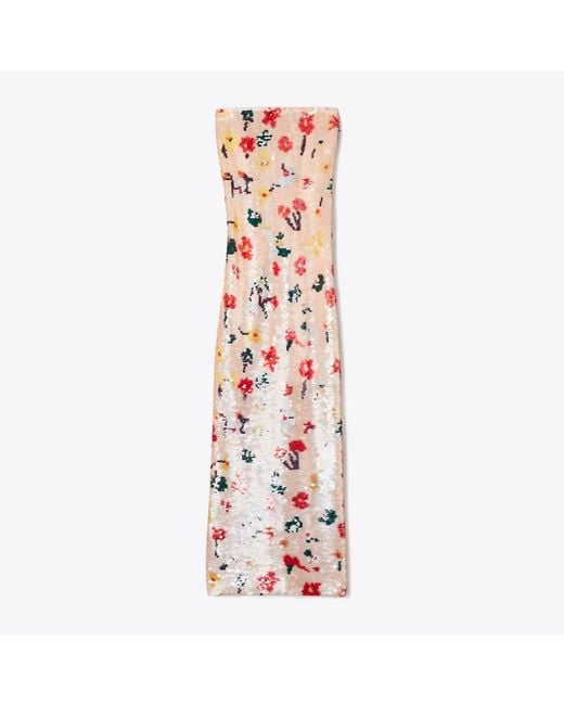 Tory Burch Pink Strapless Sequin Dress