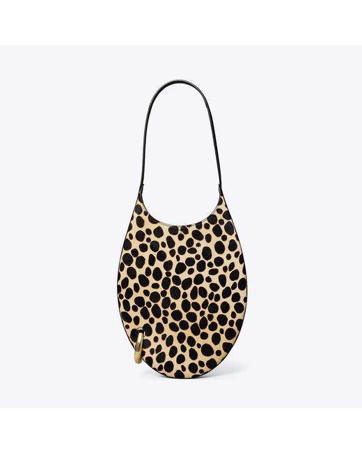 Tory Burch Black Small Pierced Calf Hair Handbag, One Size