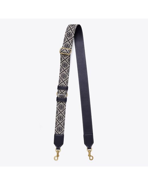 Tory Burch Blue T Monogram Webbing Strap, One Size
