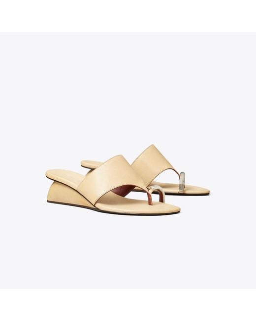 Tory Burch White Pierced Wedge Sandal