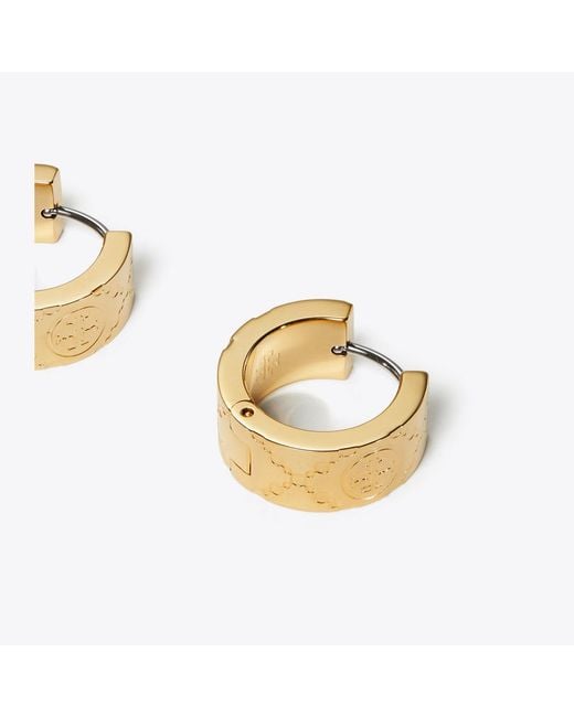 Tory Burch Metallic Small Icon T Monogram Hoop Earrings, One Size