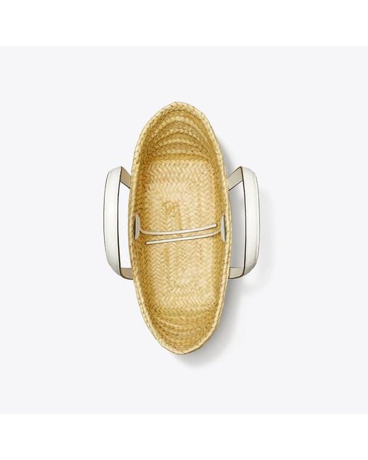 Tory Burch Metallic Small Ella Croc-Embossed Straw Basket, One Size