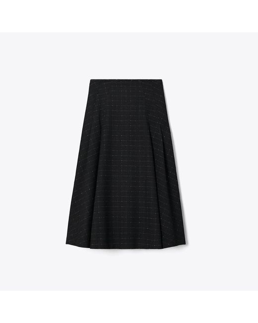 Tory Burch Black Pleated Wool Skirt