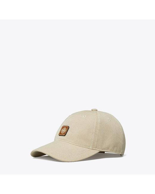 Tory Burch Natural Canvas Logo Cap, One Size