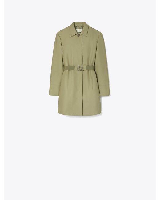 Tory Burch Green Belted Twill Coat