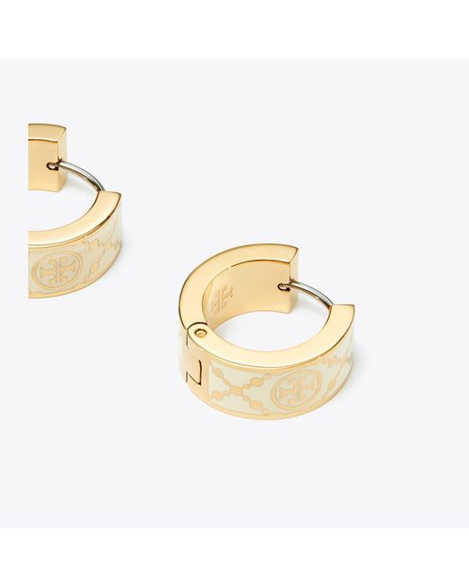 Tory Burch Metallic Small Icon T Monogram Hoop Earrings, One Size