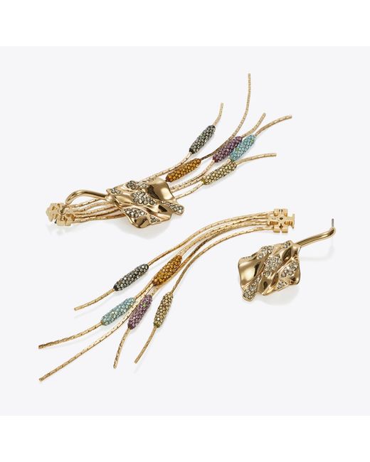 Tory Burch Metallic Runway Embellished Front-Back Earrings