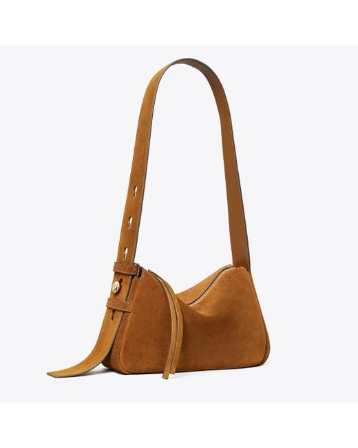 Tory Burch Brown Small Romy Suede Shoulder Bag, One Size