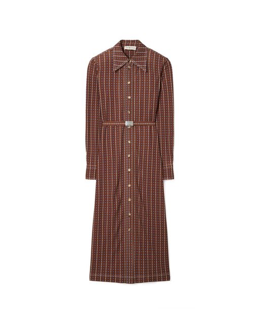Tory Burch Silk Dotted Windowpane Knit Polo Dress in Brown | Lyst Canada