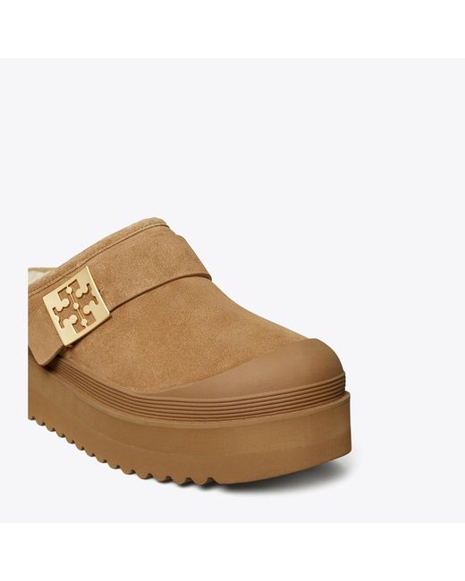 Tory Burch Brown Mellow Shearling Platform Mule