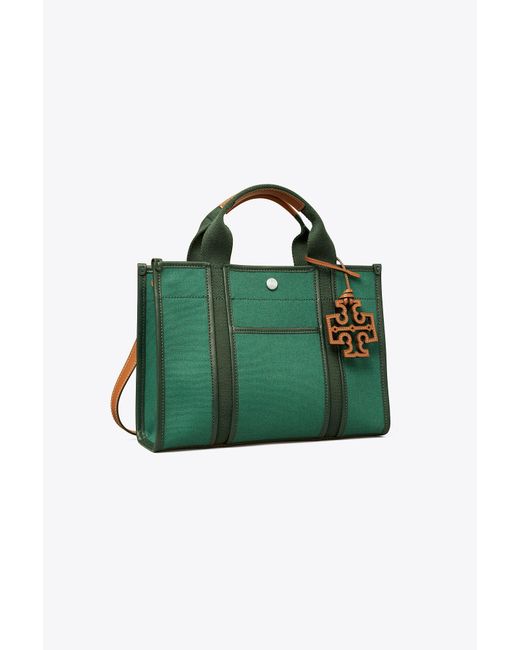 Tory Burch Green Small Twill Tory Tote