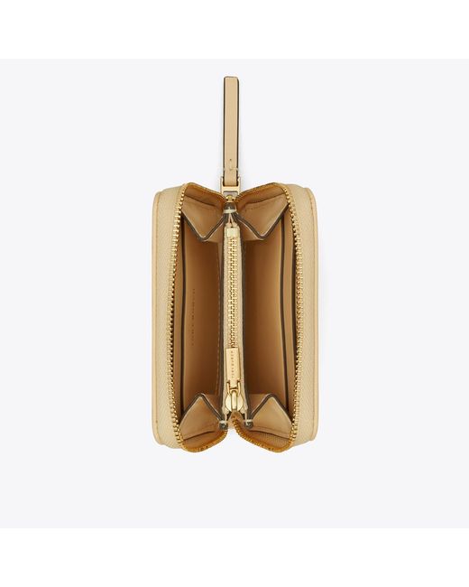 Tory Burch Natural Small Kira Pavé Logo Diamond Quilt Zip-Around Wallet, One Size