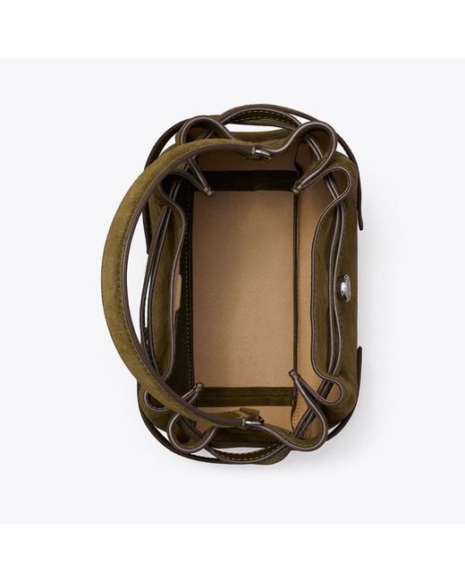 Tory Burch Green Romy Suede Bucket Bag