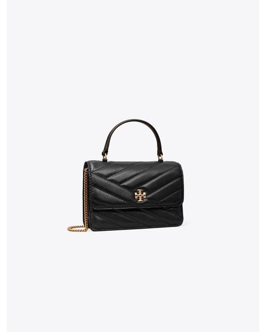 Tory Burch Mini Kira Chevron Quilted Leather Top Handle Bag In Black (black)